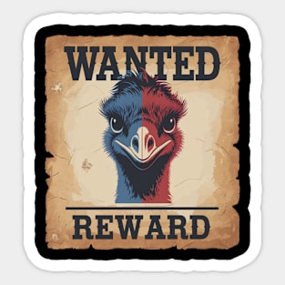 Wanted Emu, Perfect for Australian Wildlife and Bird Watching Enthusiasts Sticker